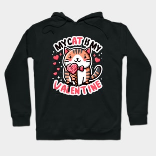 My Cat is My Valentine - Cute Cat with Heart Ice-cream Hoodie